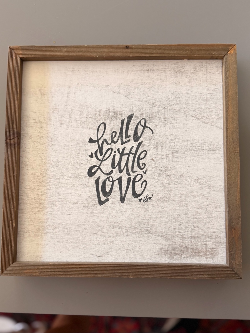 Hello Little Love Framed Wall Art - Rustic White and Brown